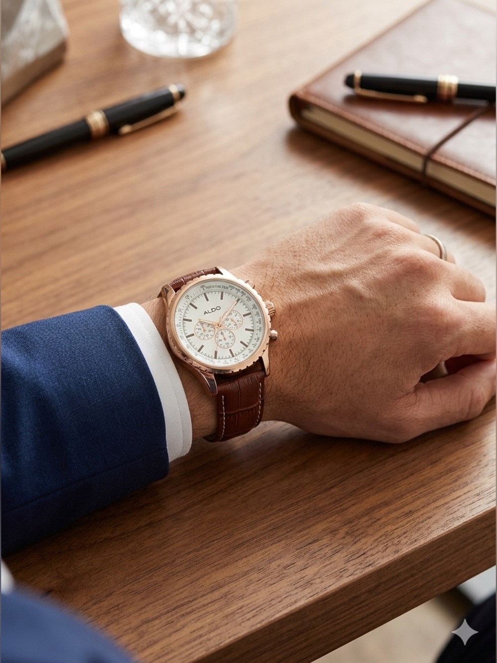 ✨ ALDO MEN'S ROSE GOLD CHRONOGRAPH WATCH (MODEL S-7072) — EXCELLENT CONDITION ✨